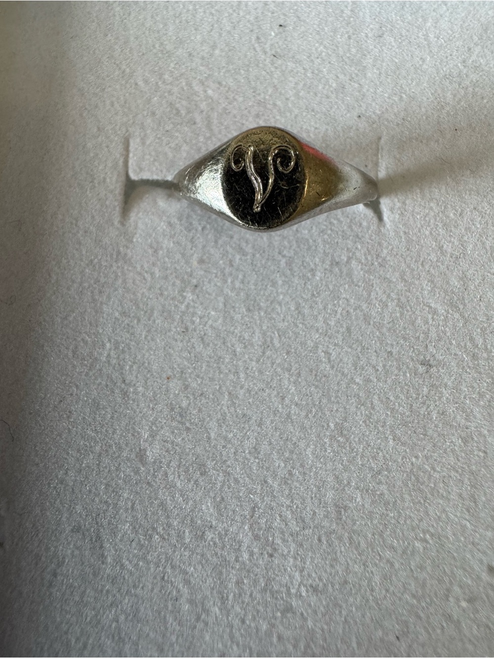 Sterling Silver V Initial Signet Ring - Classic Women's Jewelry